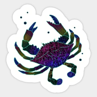 Colorful Abstract Sea Crab With Bubbles Sticker